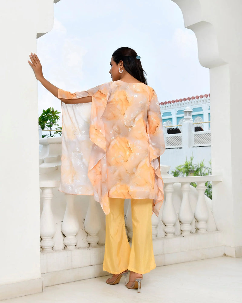 Women Marble Print  Kaftan Pant Set (Set of 5 Pc)