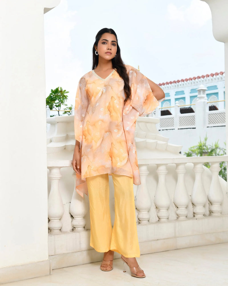 Women Marble Print  Kaftan Pant Set (Set of 5 Pc)