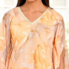 Women Marble Print  Kaftan Pant Set (Set of 5 Pc)