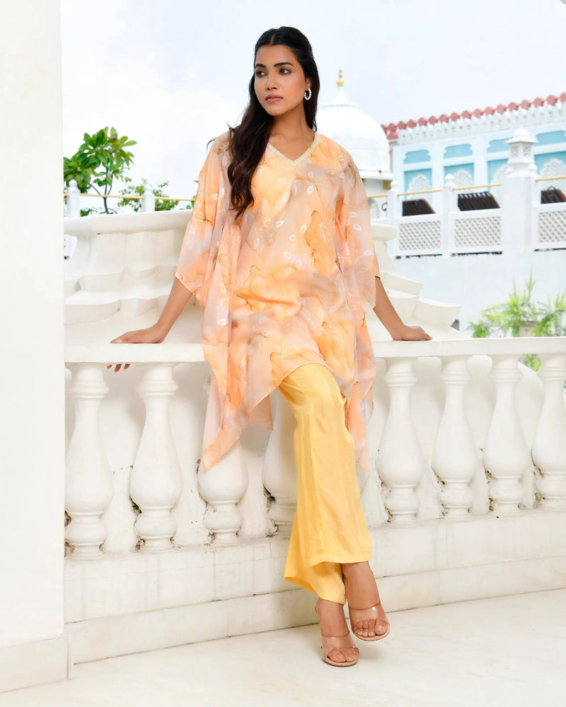 Women Marble Print  Kaftan Pant Set (Set of 5 Pc)