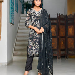 Women Crepe Embroidered Suit Set (Set of 5 Pc)
