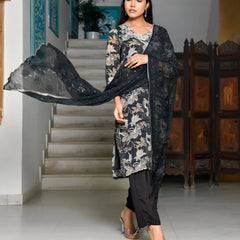 Women Crepe Embroidered Suit Set (Set of 5 Pc)