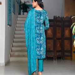 Women Crepe Embroidered Suit Set (Set of 5 Pc)