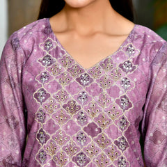Women Chanderi Printed Suit Set With Pant And Printed Dupatta (Set of 5 Pc)