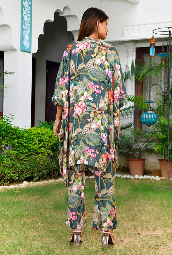 Women’s Digital Printed Kaftan Set with Printed Pants (Set of 5 Pc)