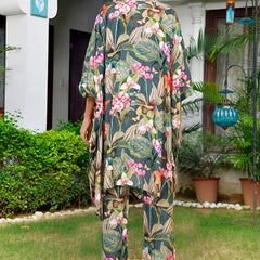 Women’s Digital Printed Kaftan Set with Printed Pants (Set of 5 Pc)