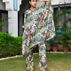 Women’s Digital Printed Kaftan Set with Printed Pants (Set of 5 Pc)
