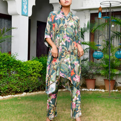 Women’s Digital Printed Kaftan Set with Printed Pants (Set of 5 Pc)