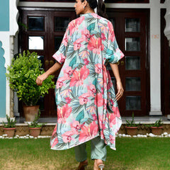 Women Digital Printed Kaftan Set with solid pant (Set of 5 Pc)