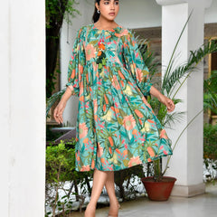 Women’s Digital Printed Dress with Tassels (Set of 5 Pc)