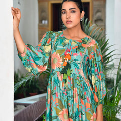 Women’s Digital Printed Dress with Tassels (Set of 5 Pc)