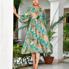 Women’s Digital Printed Dress with Tassels (Set of 5 Pc)