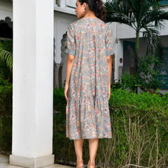 Women Digital Printed Embroidered Placket Cotton Dress (Set of 5 Pc)