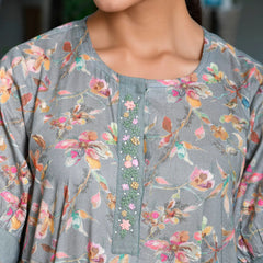 Women Digital Printed Embroidered Placket Cotton Dress (Set of 5 Pc)