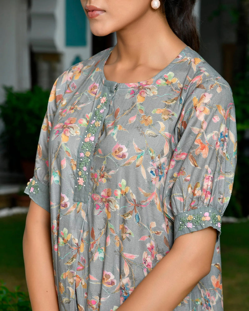 Women Digital Printed Embroidered Placket Cotton Dress (Set of 5 Pc)