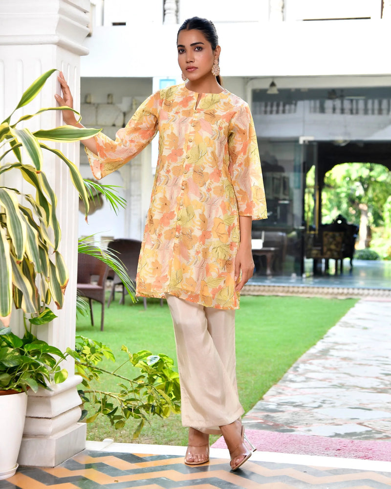 Women Digital Printed Cord Set With Solid Pants (Set of 5 Pc)