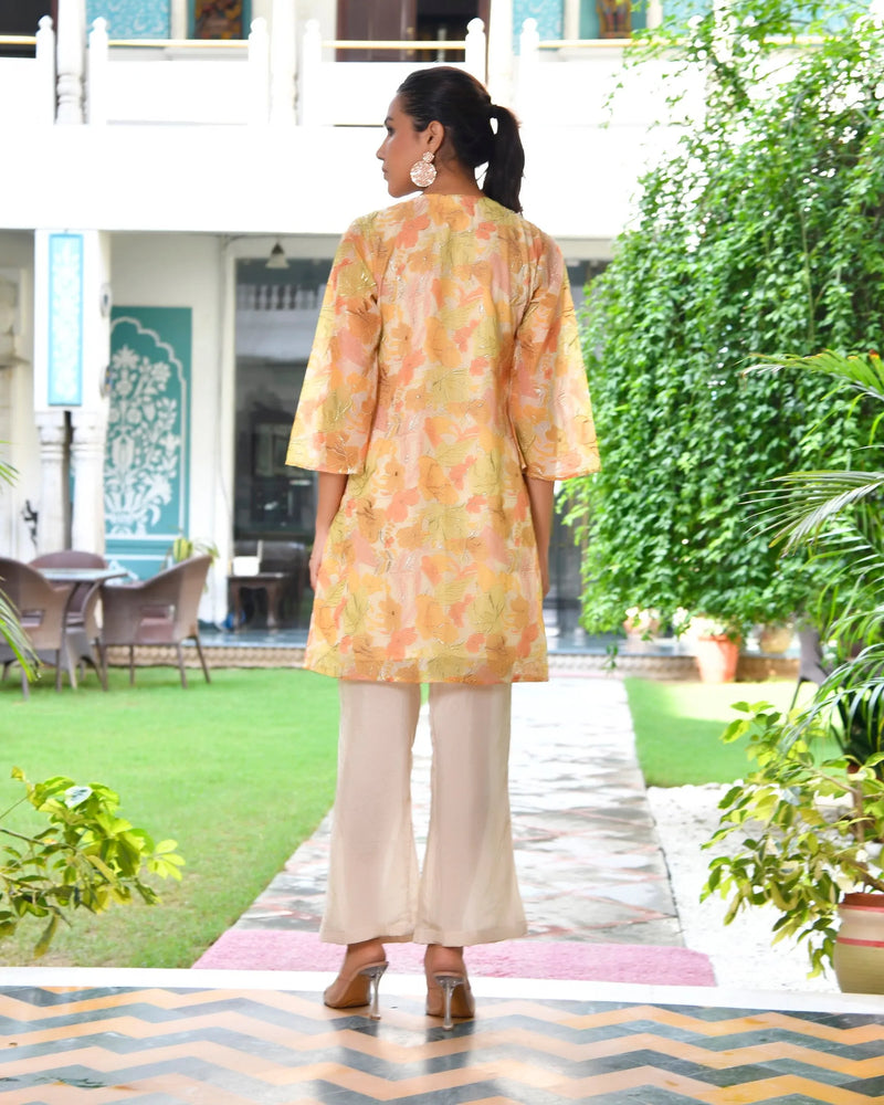 Women Digital Printed Cord Set With Solid Pants (Set of 5 Pc)