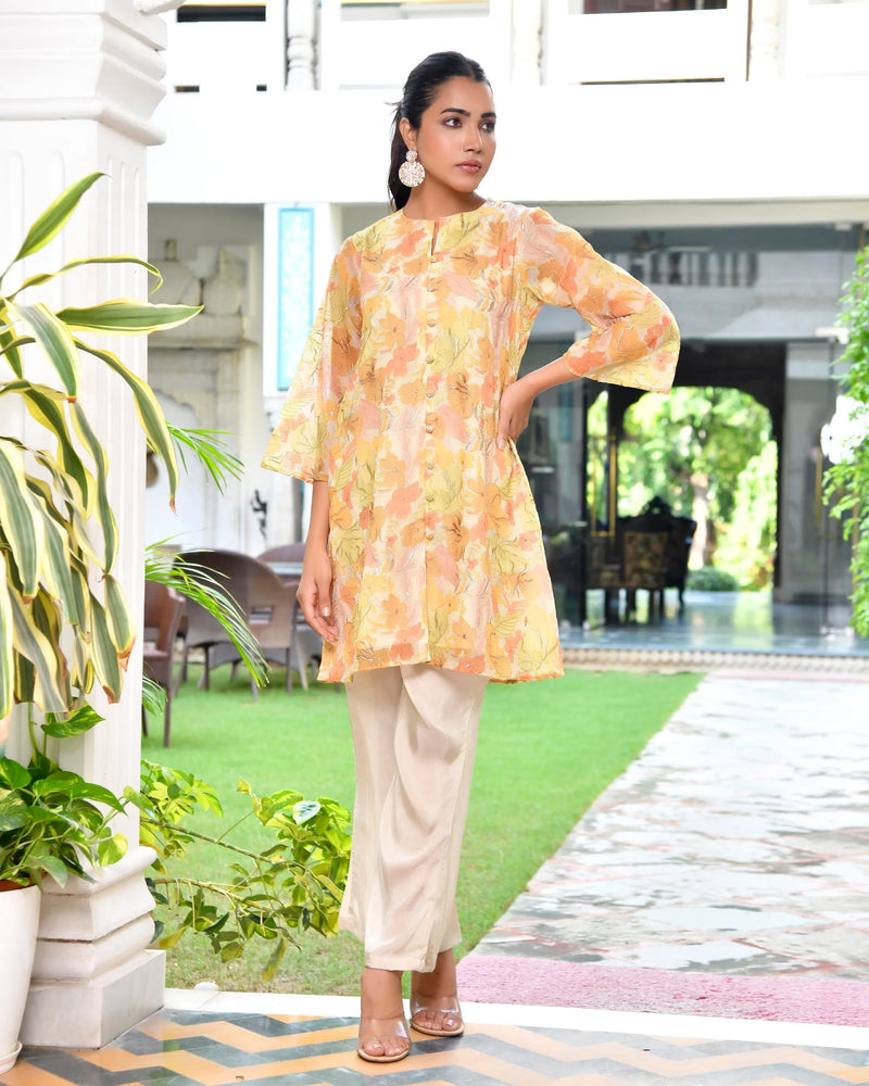 Women Digital Printed Cord Set With Solid Pants (Set of 5 Pc)