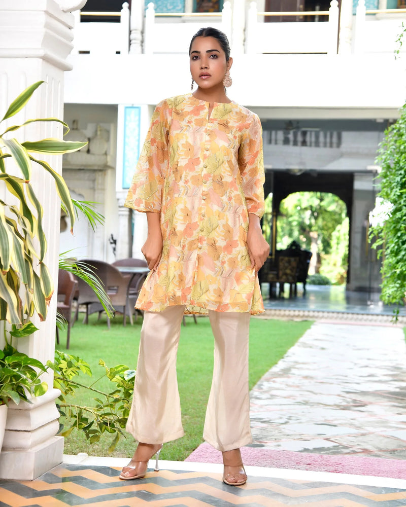 Women Digital Printed Cord Set With Solid Pants (Set of 5 Pc)