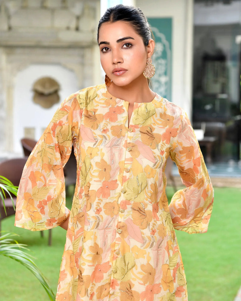 Women Digital Printed Cord Set With Solid Pants (Set of 5 Pc)