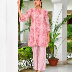 Women Digital Printed Cord Set With Solid Pants (Set of 5 Pc)
