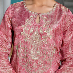 Women’s Digital Printed Tissue Suit Set with Solid Pants & Brocade Dupatta (Set of 5 Pc)