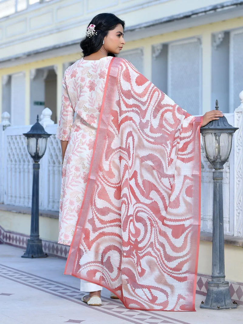 Women Linen Digital Printed Suit Set (Set of 5 Pc)