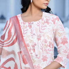 Women Linen Digital Printed Suit Set (Set of 5 Pc)