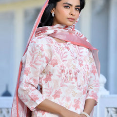 Women Linen Digital Printed Suit Set (Set of 5 Pc)