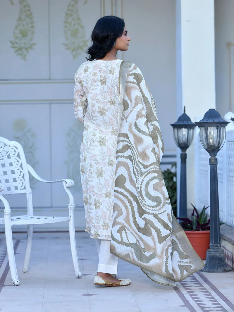 Women Linen Digital Printed Suit Set (Set of 5 Pc)