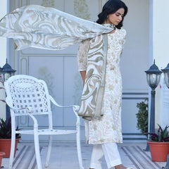 Women Linen Digital Printed Suit Set (Set of 5 Pc)