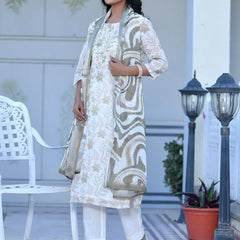 Women Linen Digital Printed Suit Set (Set of 5 Pc)
