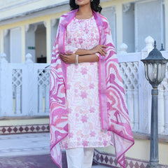 Women Linen Digital Printed Suit Set (Set of 5 Pc)