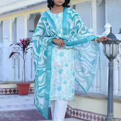 Women Linen Digital Printed Suit Set (Set of 5 Pc)