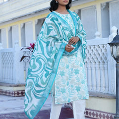 Women Linen Digital Printed Suit Set (Set of 5 Pc)