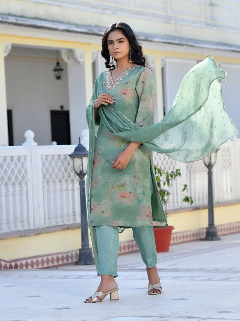 Women Viscose Tissue Digital Printed Suit Set (Set of 5 Pc)