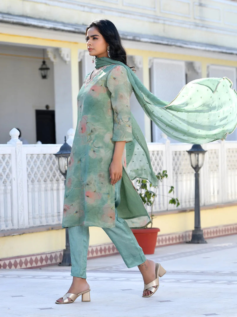 Women Viscose Tissue Digital Printed Suit Set (Set of 5 Pc)