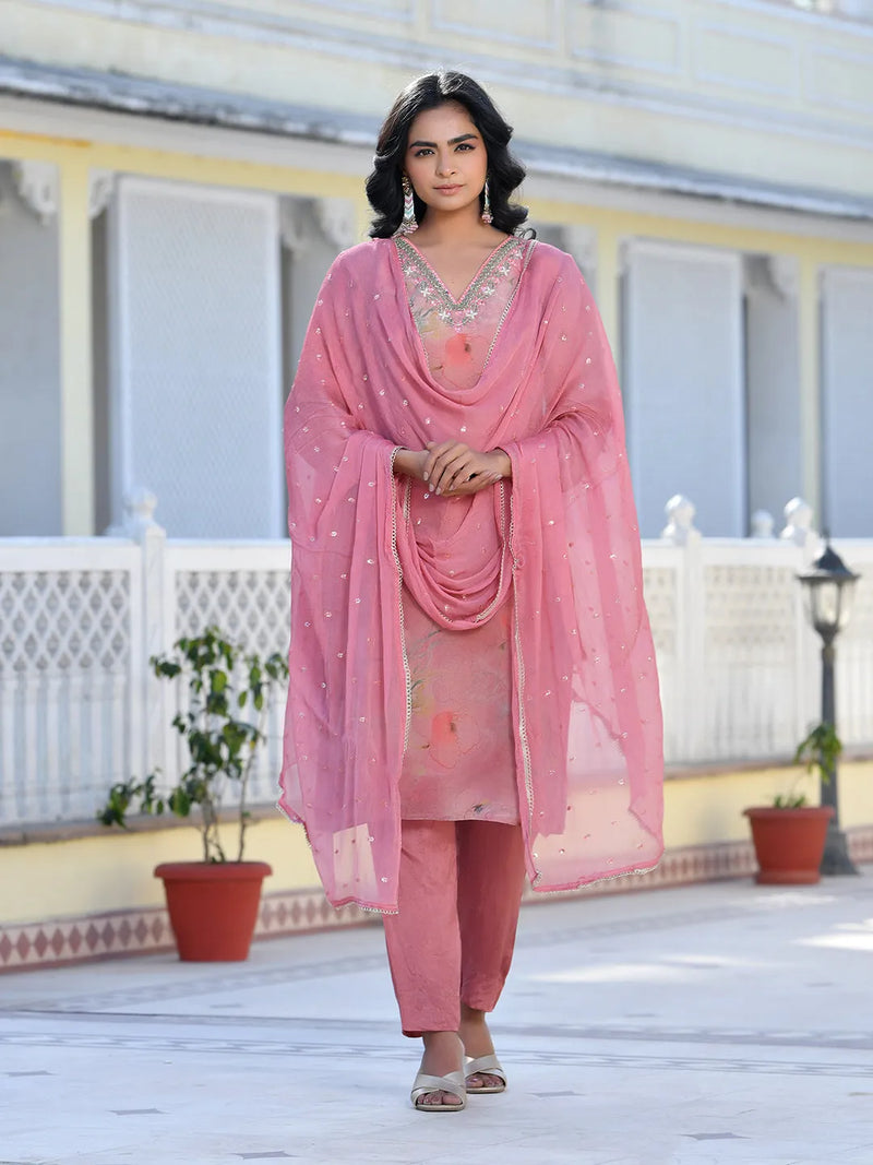 Women Viscose Tissue Digital Printed Suit Set (Set of 5 Pc)