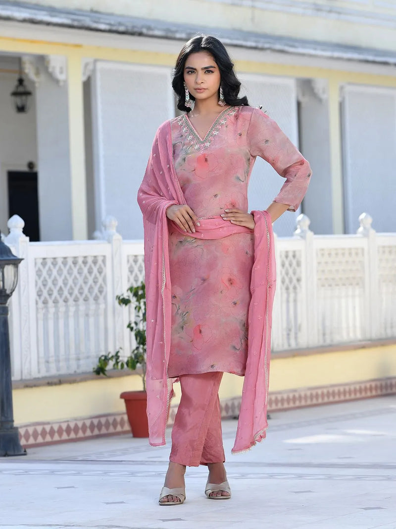 Women Viscose Tissue Digital Printed Suit Set (Set of 5 Pc)