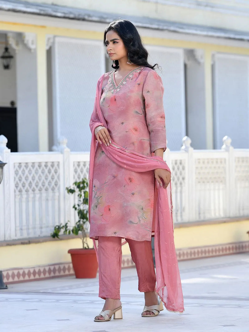 Women Viscose Tissue Digital Printed Suit Set (Set of 5 Pc)