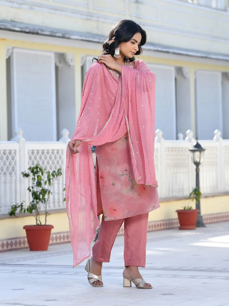 Women Viscose Tissue Digital Printed Suit Set (Set of 5 Pc)