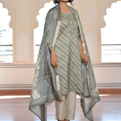 Women Silk Digital Printed Suit Set (Set of 5 Pc)