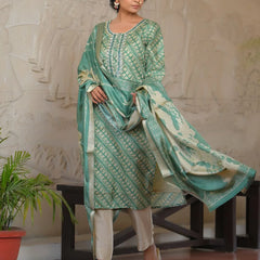 Women Silk Digital Printed Suit Set (Set of 5 Pc)