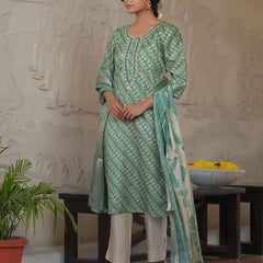 Women Silk Digital Printed Suit Set (Set of 5 Pc)