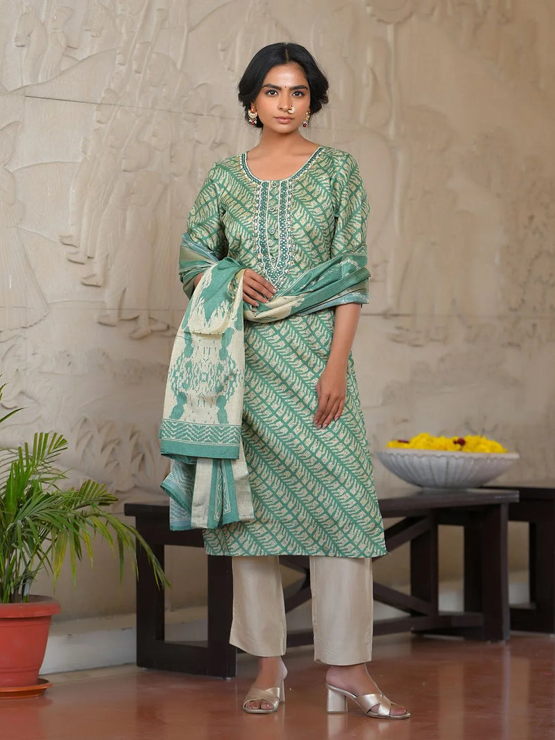 Women Silk Digital Printed Suit Set (Set of 5 Pc)