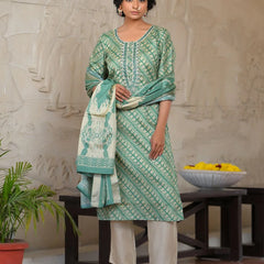 Women Silk Digital Printed Suit Set (Set of 5 Pc)