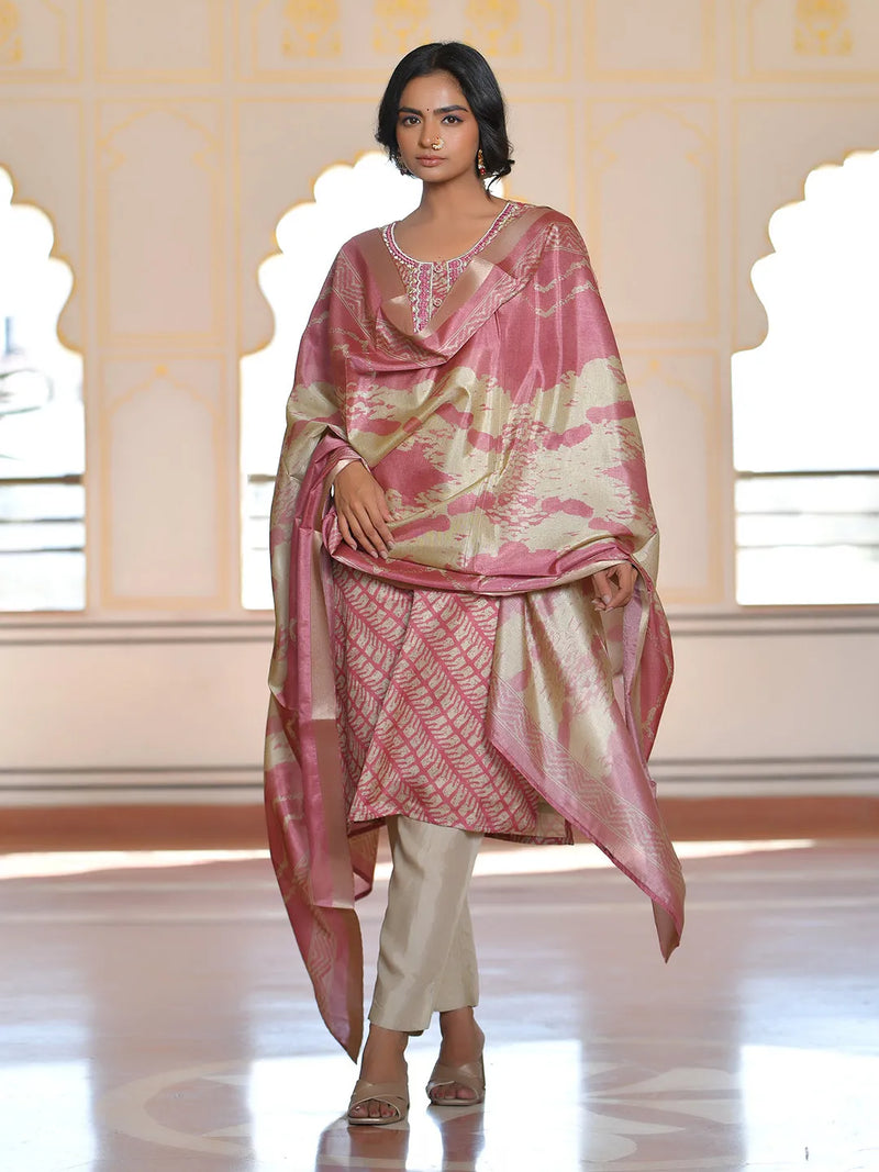 Women Silk Digital Printed Suit Set (Set of 5 Pc)