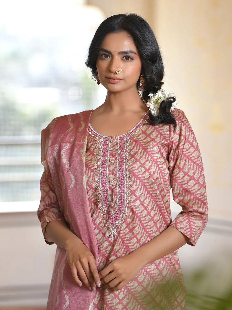 Women Silk Digital Printed Suit Set (Set of 5 Pc)
