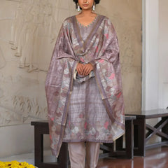 Women Silk Digital Printed Suit Set (Set of 5 Pc)