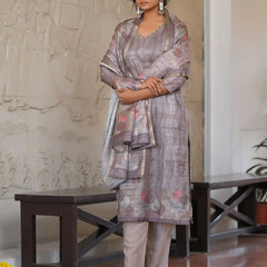 Women Silk Digital Printed Suit Set (Set of 5 Pc)
